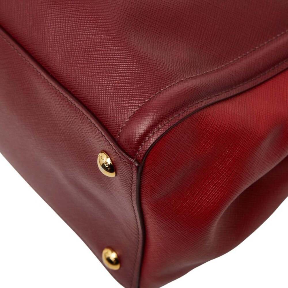 Prada Triangle Logo Plate Handbag/Shoulder Bag, 2-Way, Red Saffiano Leather, ... - Picture 4 of 13